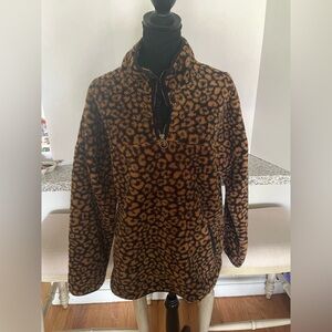 Time and Tru Leopard Print Fleece Pullover